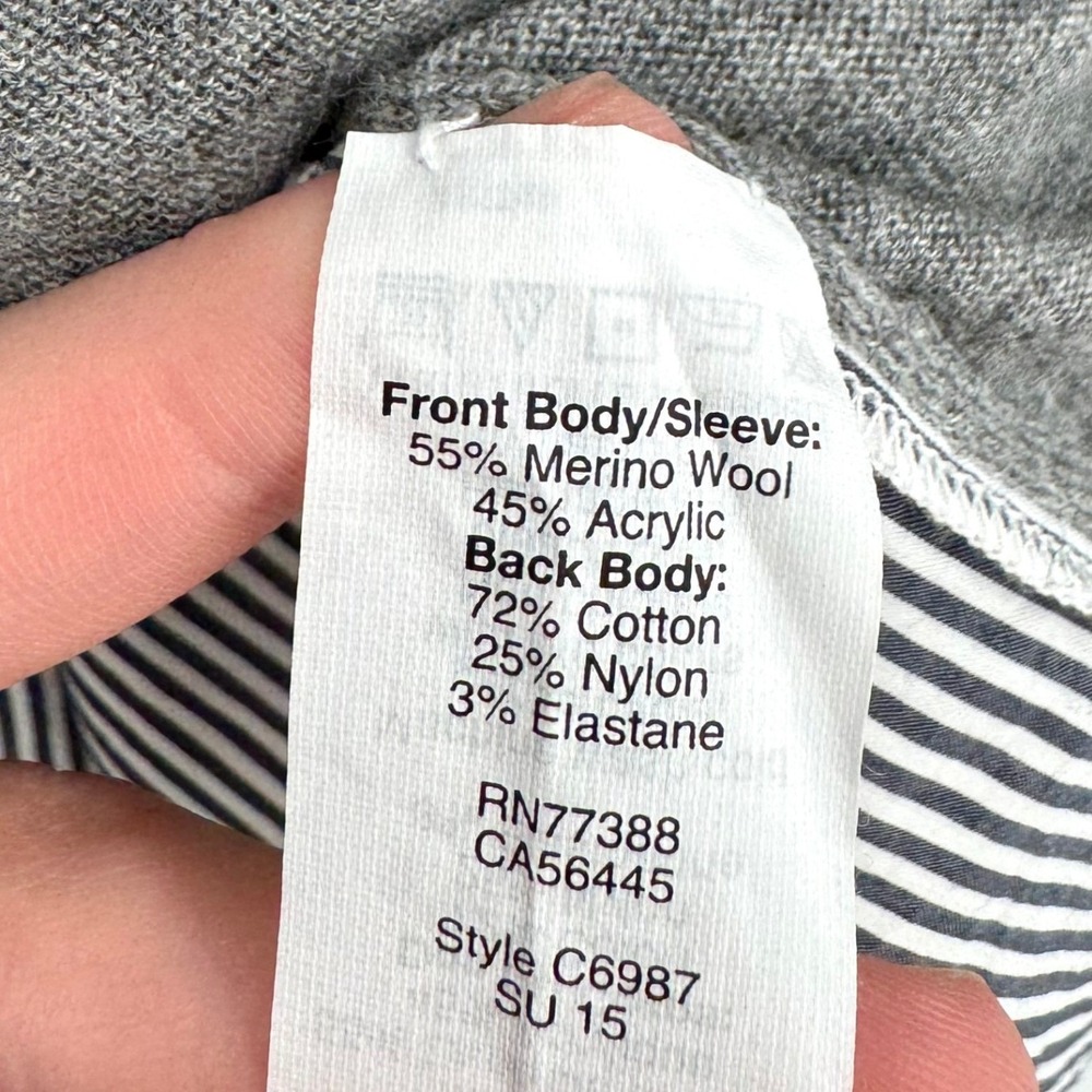 J.Crew Womens Merino Wool Blend Mixed Media Striped Layered Sweater Grey S - Picture 11 of 12